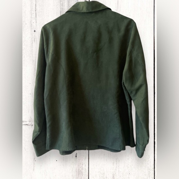 Croft & Barrow Hunter Green Microsuede Jacket Shacket Zipper Womens Size Large - Picture 4 of 6